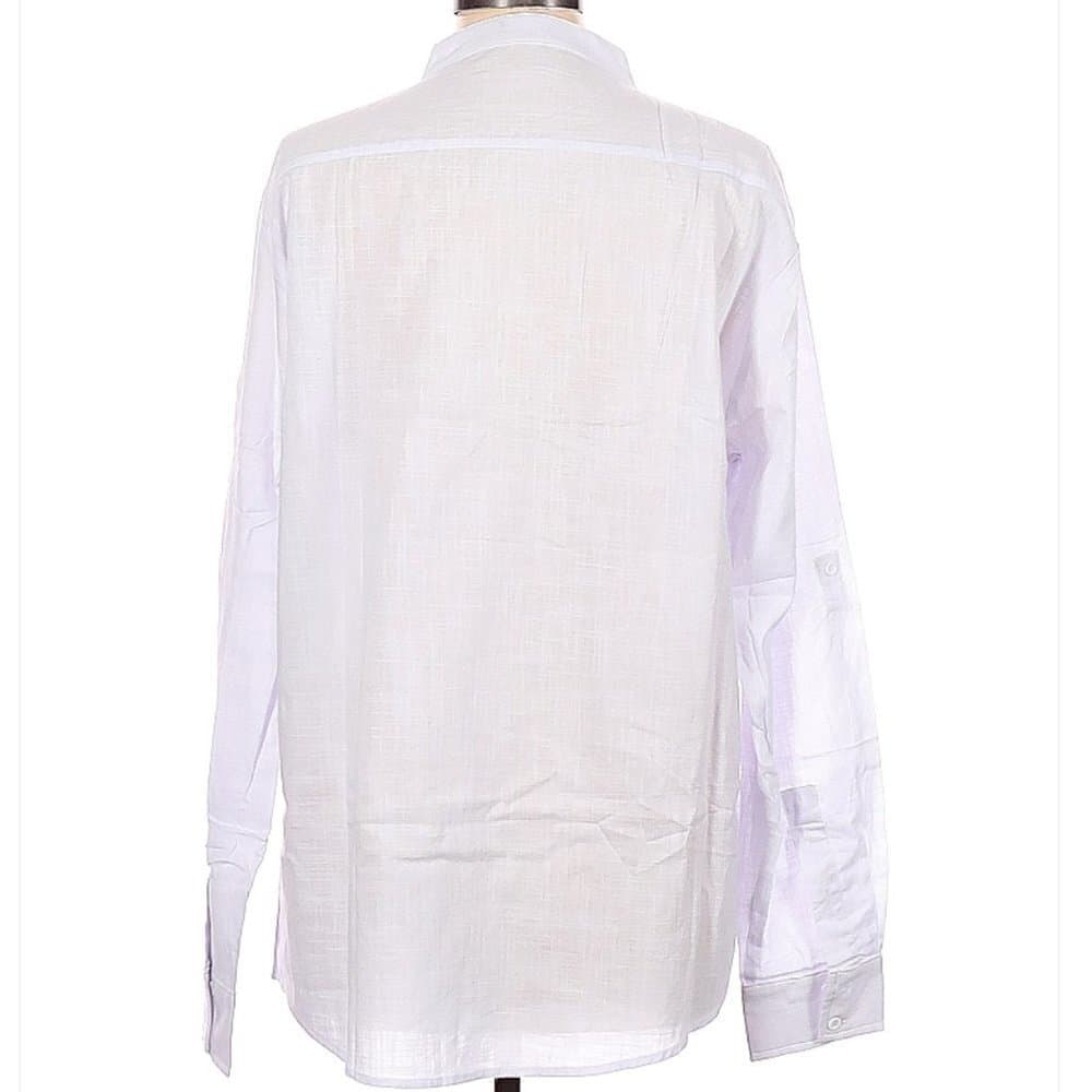 Nwt Coofandy White Long Sleeve Blouse Size L - Thumbnail 2