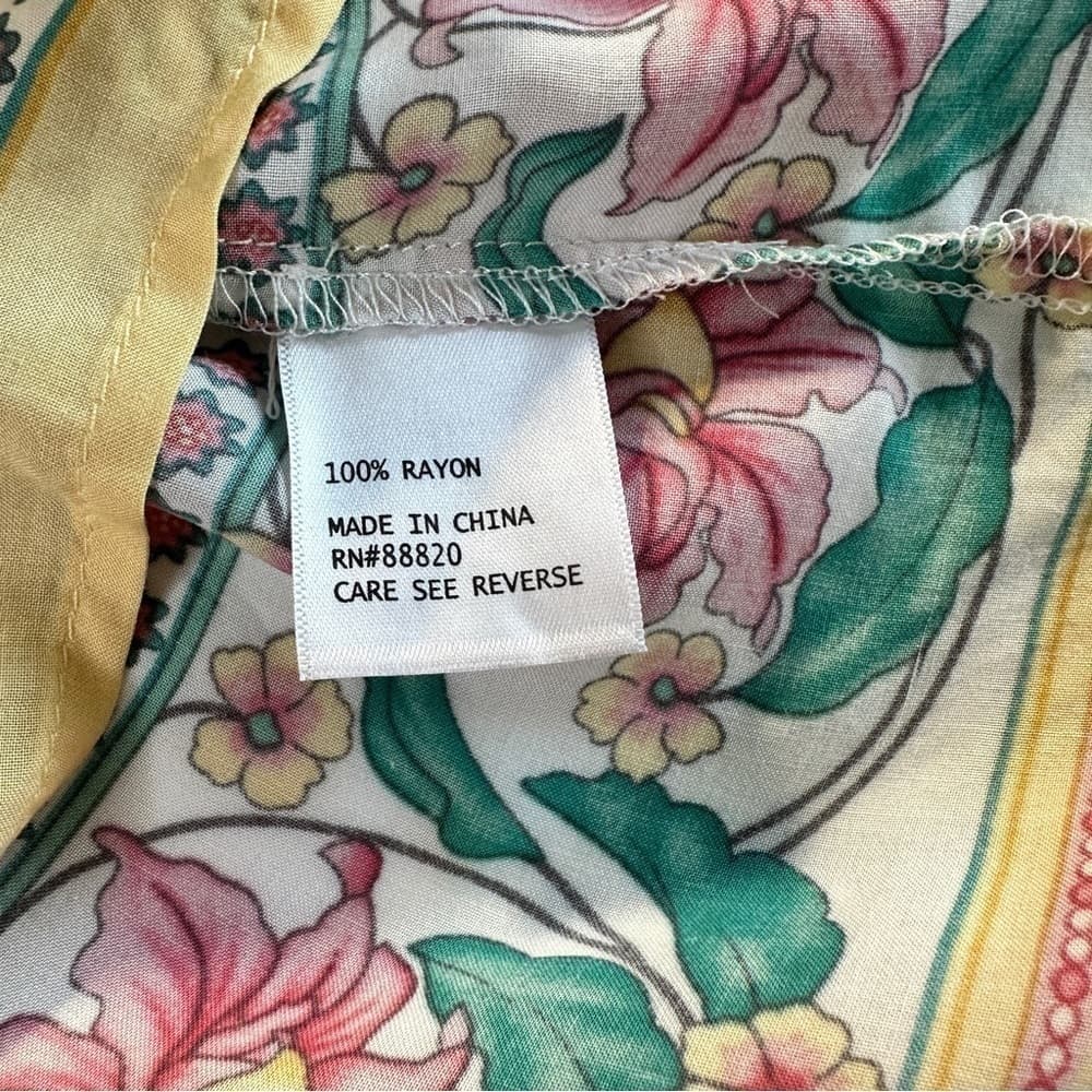 Artisan NY Size M Floral 3/4 Sleeve V-Neck Top - Thumbnail 5