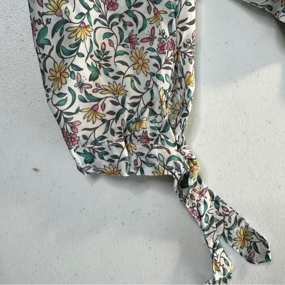 Artisan NY Size M Floral 3/4 Sleeve V-Neck Top - Thumbnail 3