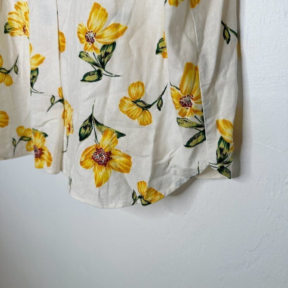 Van Heusen Split Neck Floral Print Blouse Top Linen Blend Size XXL NWTO - Thumbnail 4