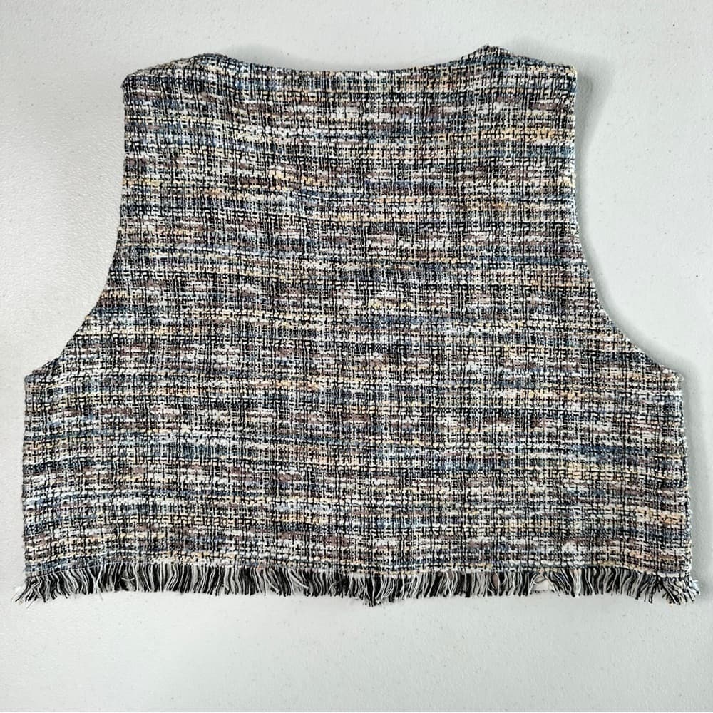 Storia Preppy Crop Tweed Button Up Vest Size M - Thumbnail 2