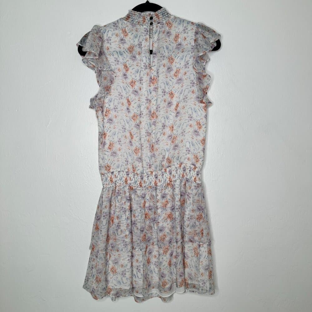 1. State Size S White, Purple & Orange Print Polyester Short Sleeve Dress - Thumbnail 5