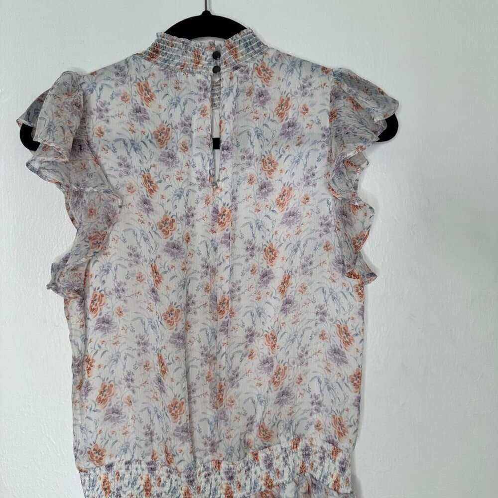 1. State Size S White, Purple & Orange Print Polyester Short Sleeve Dress - Thumbnail 6