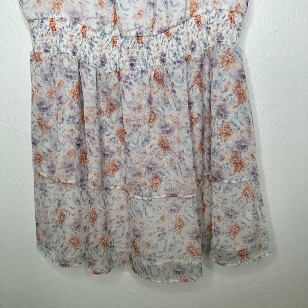 1. State Size S White, Purple & Orange Print Polyester Short Sleeve Dress - Thumbnail 3