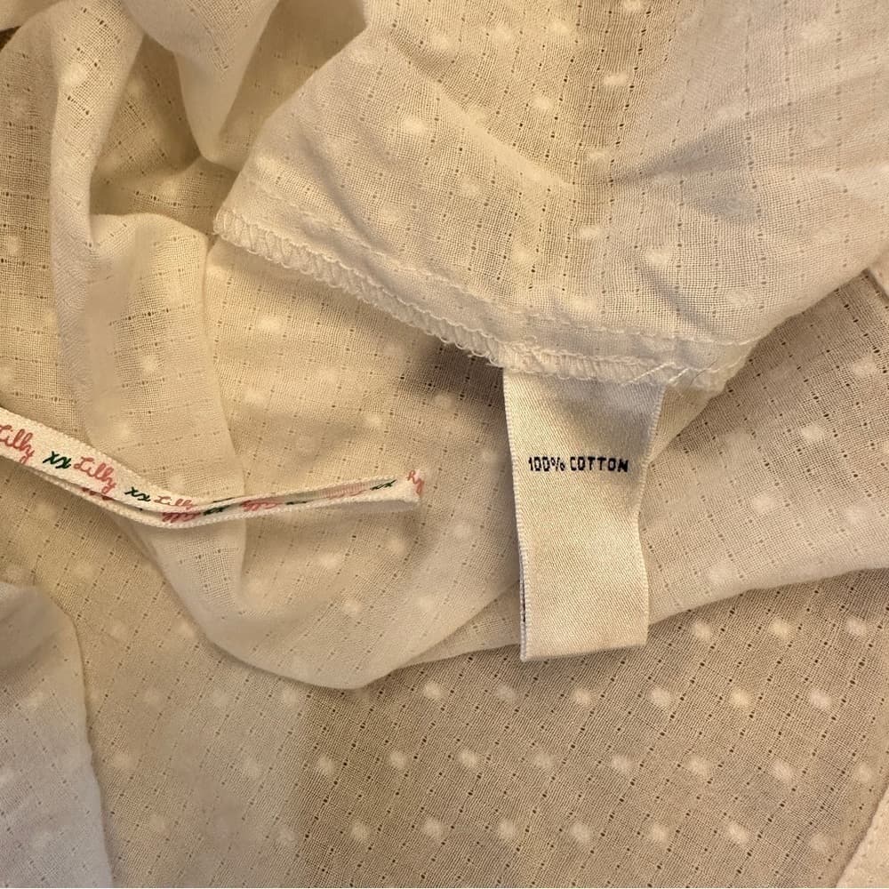 LILLY Pulitzer White Swiss Dot Cotton Embroidered Short Sleeve Blouse Size 0 - Thumbnail 5