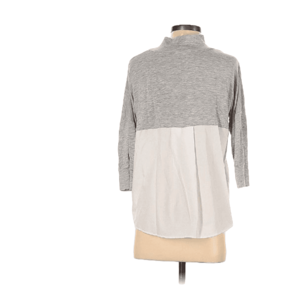 FRENCH Connection Gray & White Long Sleeve Top Size S - Thumbnail 2