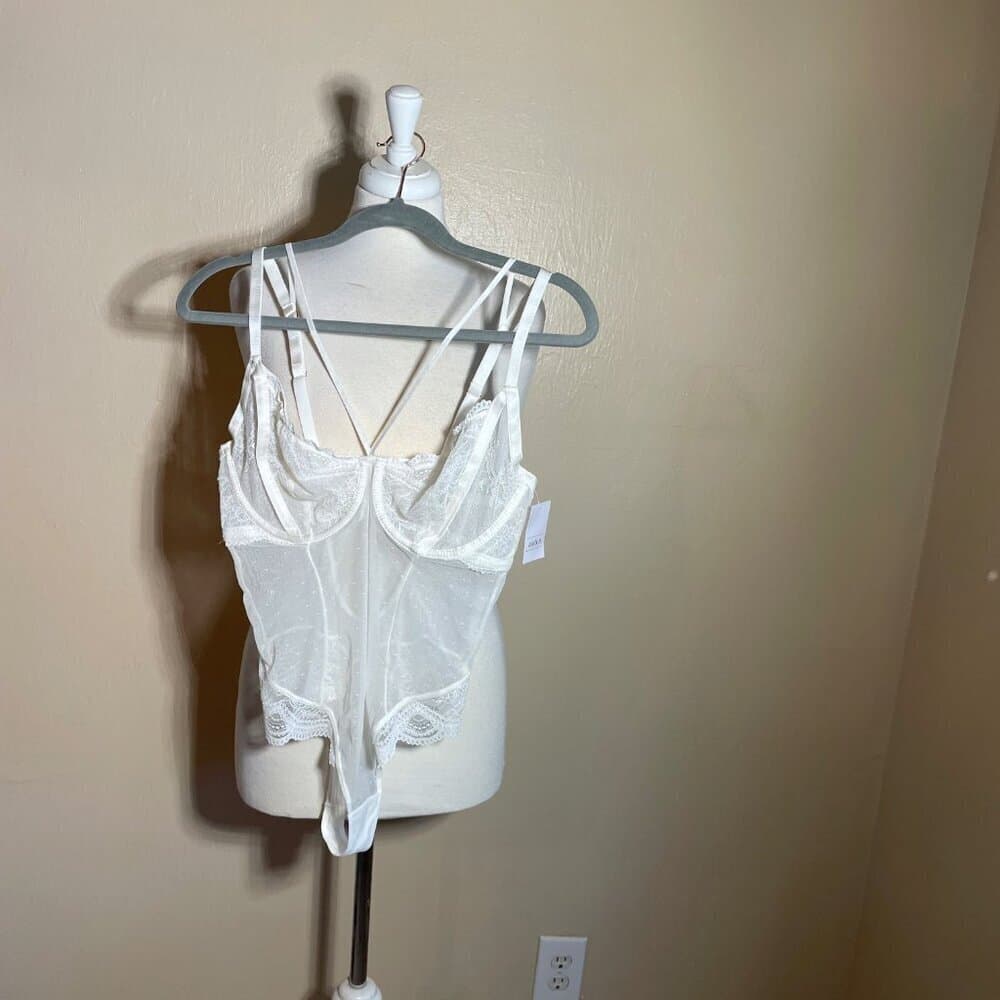 Auden White Underwire Thong Sheer Bodysuit NWT - Thumbnail 2