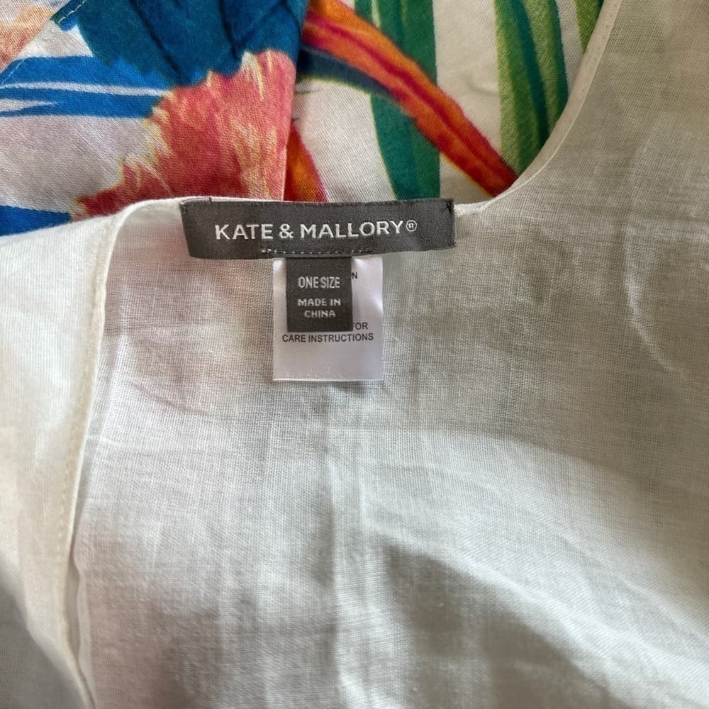 KATE & Mallory Tropical Print Kimono Open Short Sleeve Cardigan One Size - Thumbnail 5