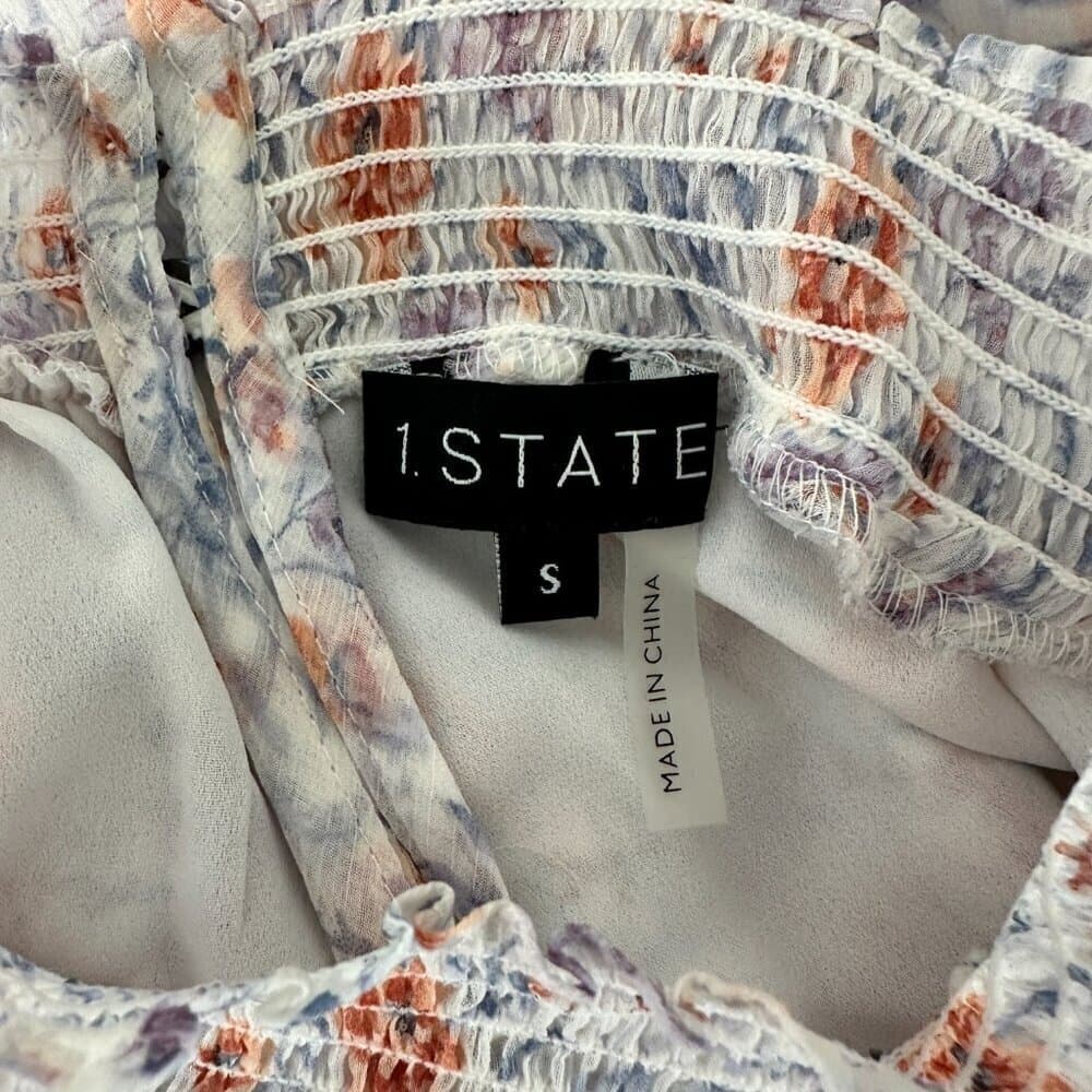 1. State Size S White, Purple & Orange Print Polyester Short Sleeve Dress - Thumbnail 7
