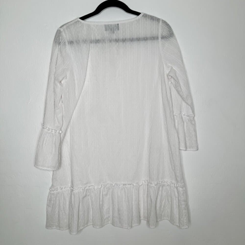 Duffield Lane White Ruffle Swiss Dot Sheer Mini Dress Size M - Thumbnail 4