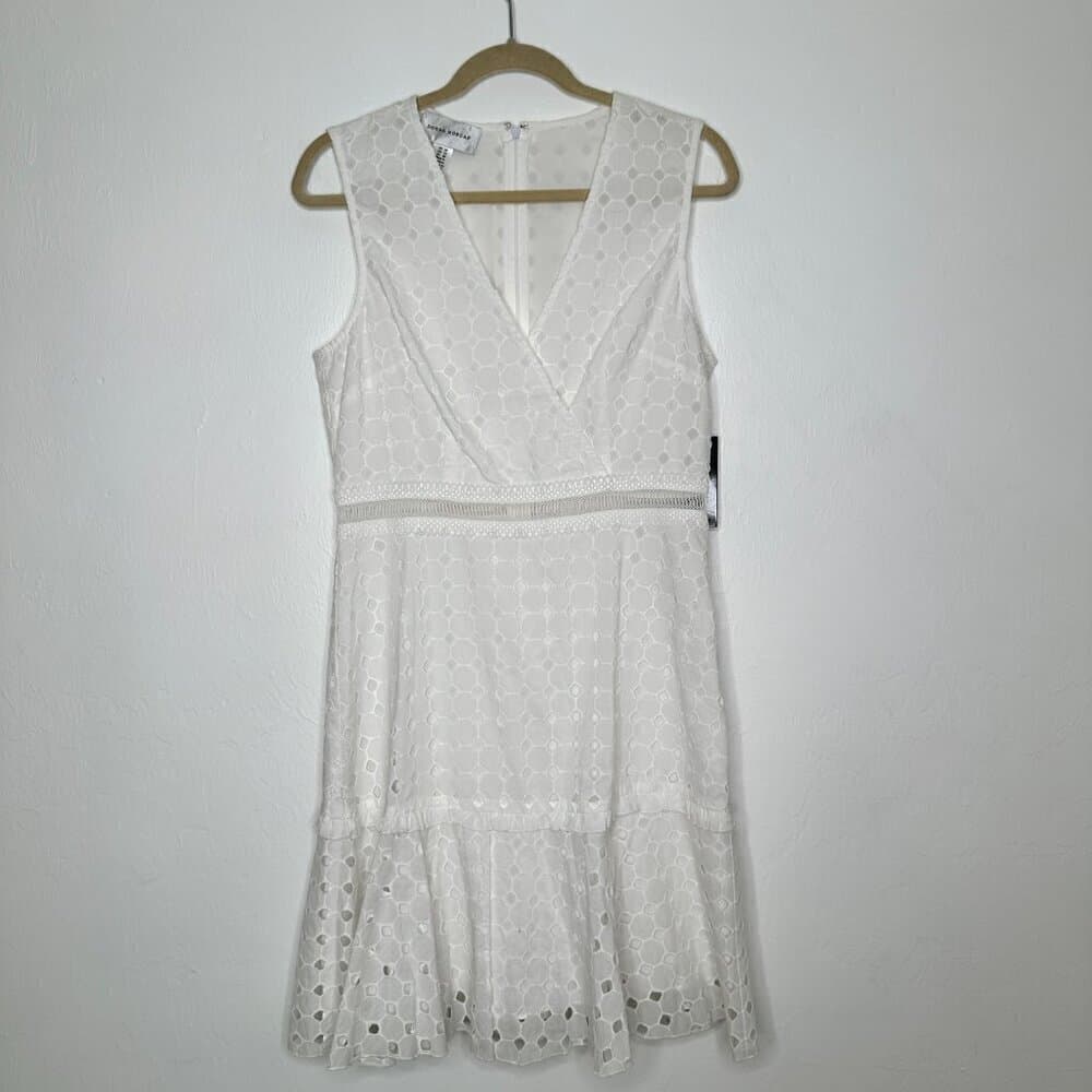 Anthropologie Donna Morgan White Sleeveless Eyelet Dress Size 10 NEW - Thumbnail 4