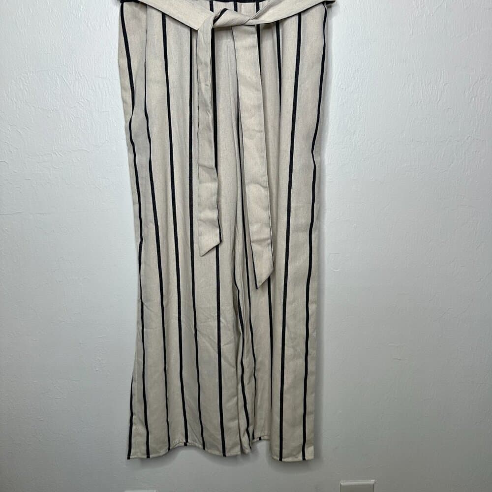 Drew Sleeveless V-Neck White & Blue Stripe Crop Jumpsuit Size S NEW - Thumbnail 4