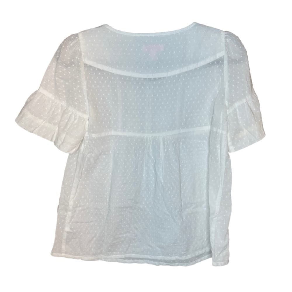 LILLY Pulitzer White Swiss Dot Cotton Embroidered Short Sleeve Blouse Size 0 - Thumbnail 3