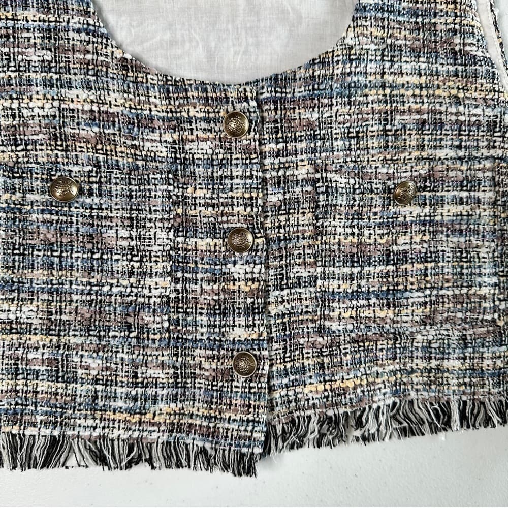 Storia Preppy Crop Tweed Button Up Vest Size M - Thumbnail 4
