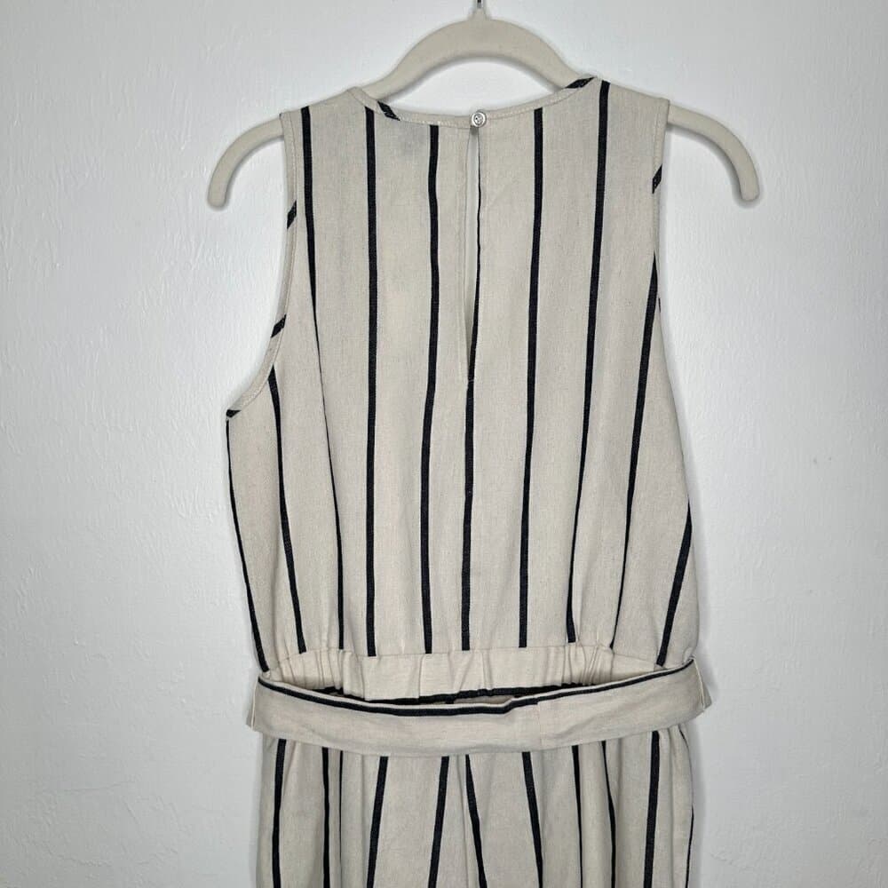 Drew Sleeveless V-Neck White & Blue Stripe Crop Jumpsuit Size S NEW - Thumbnail 7