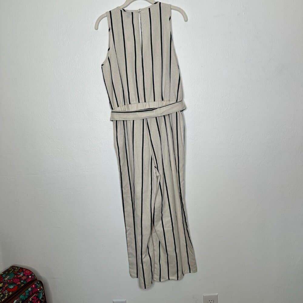 Drew Sleeveless V-Neck White & Blue Stripe Crop Jumpsuit Size S NEW - Thumbnail 6