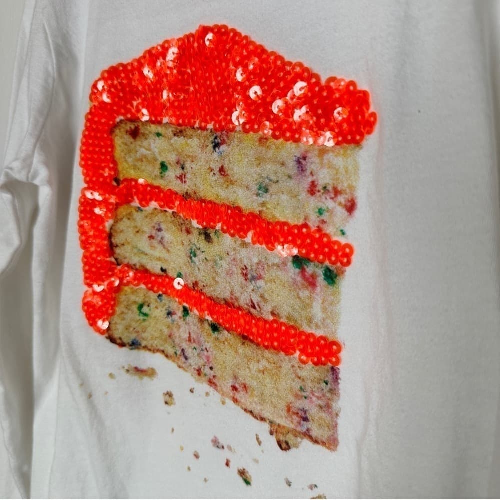 J Crew CrewCuts Long Sleeve Sequin Cake Shirt EUC Kids Size 10 - Thumbnail 2