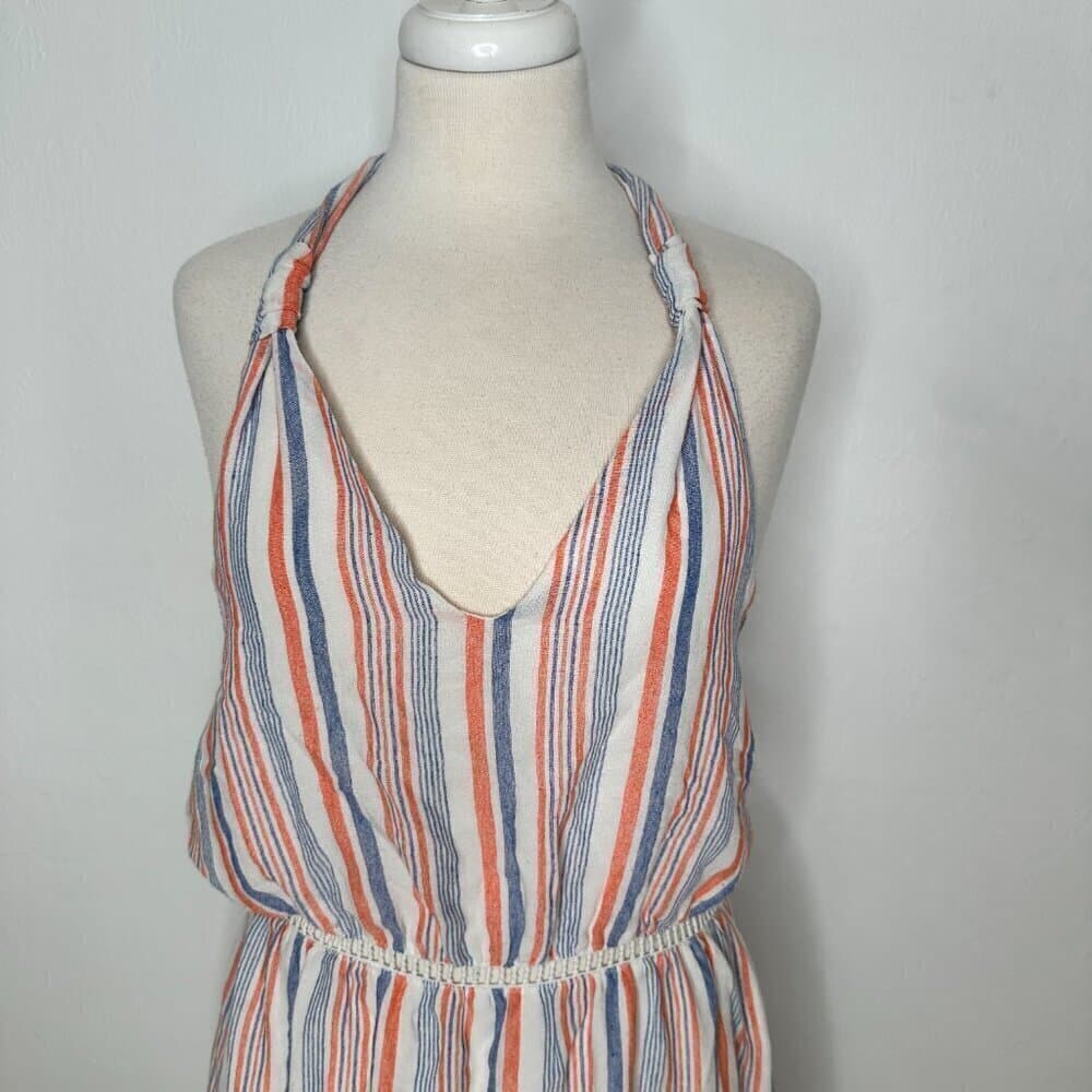 Moon River 100% Cotton Stripped Halter Midi Dress Size M NEW - Thumbnail 2