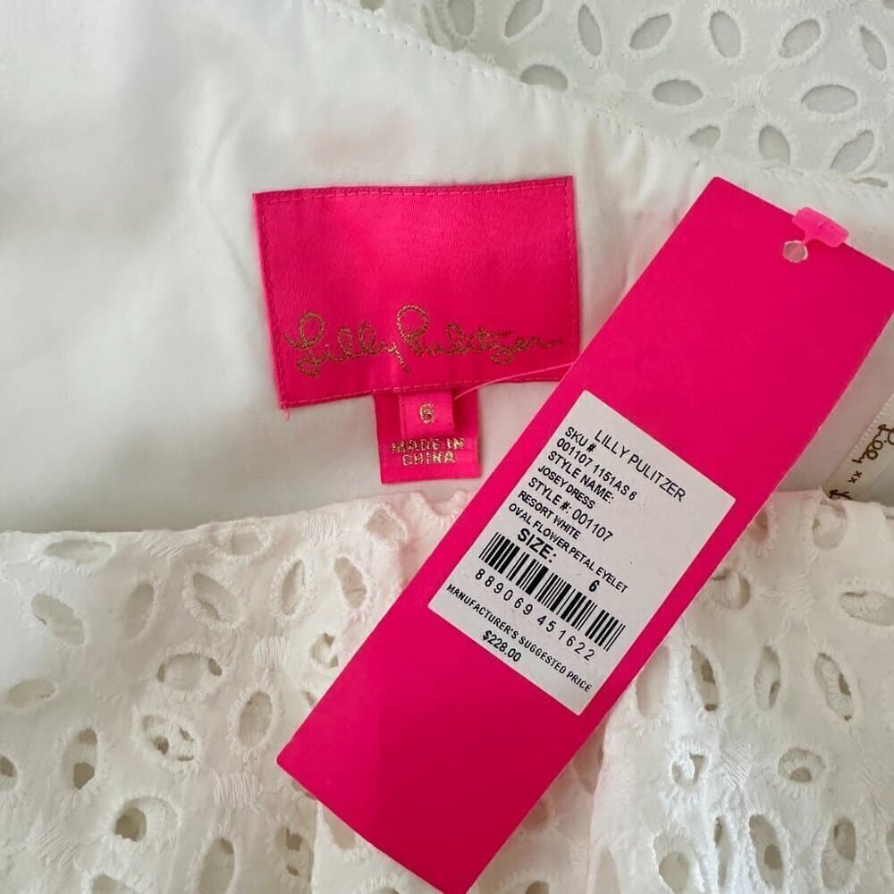 Lilly Pulitzer Josey Dress Resort White Flower Petal Eyelet Size 6 NEW - Thumbnail 7