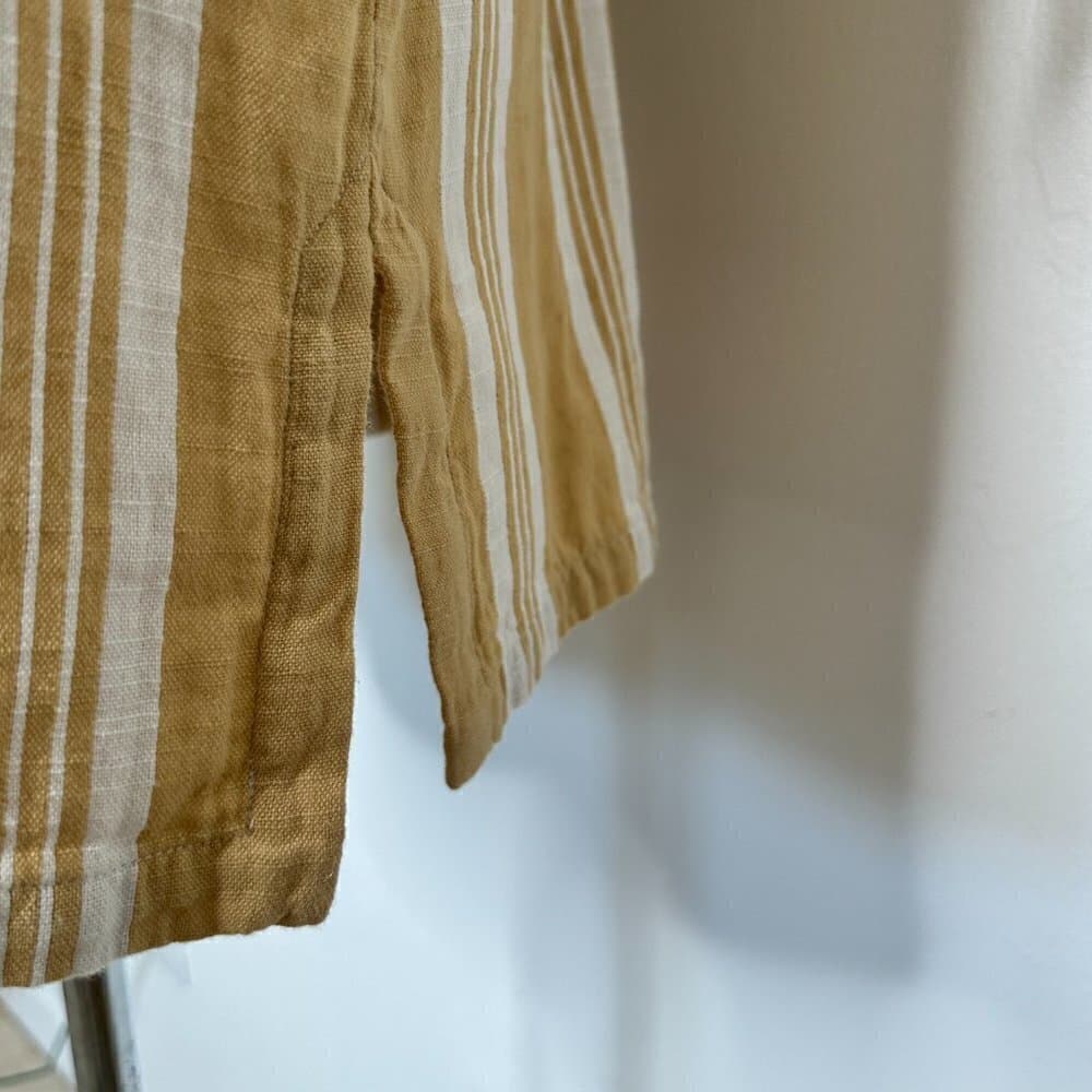 Eileen Fisher Oversize Striped Cotton Kimono Jacket Tan & White Size XXS/XS - Thumbnail 7