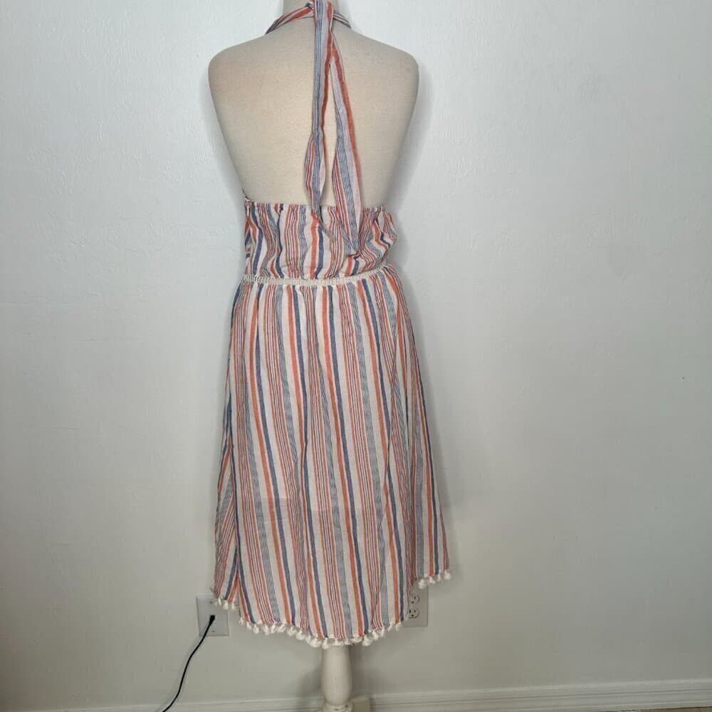 Moon River 100% Cotton Stripped Halter Midi Dress Size M NEW - Thumbnail 6