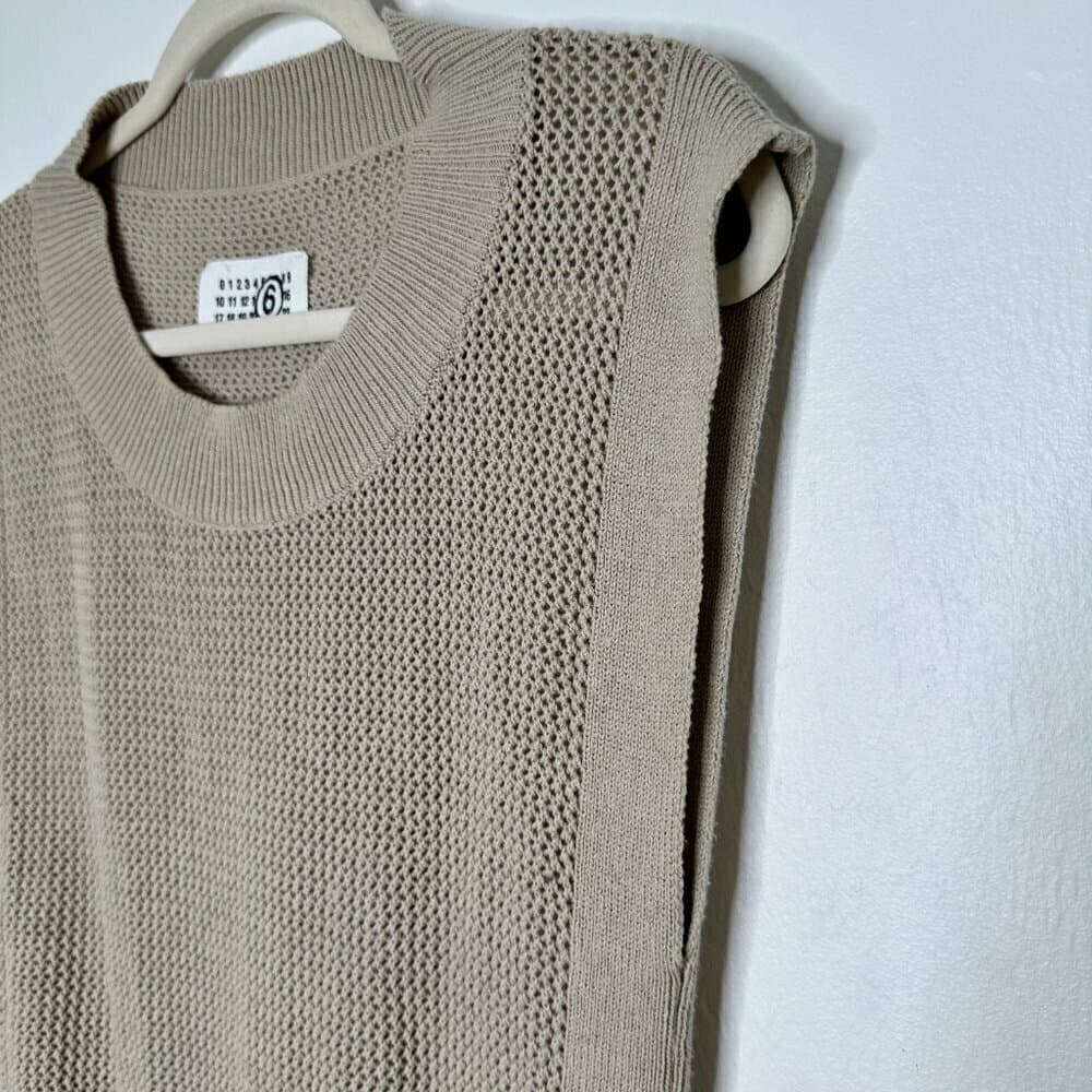 MM6 Martin Margiela Tan Sleeveless Long Knit crocheted Sweater Vest Sz Italy M - Thumbnail 3