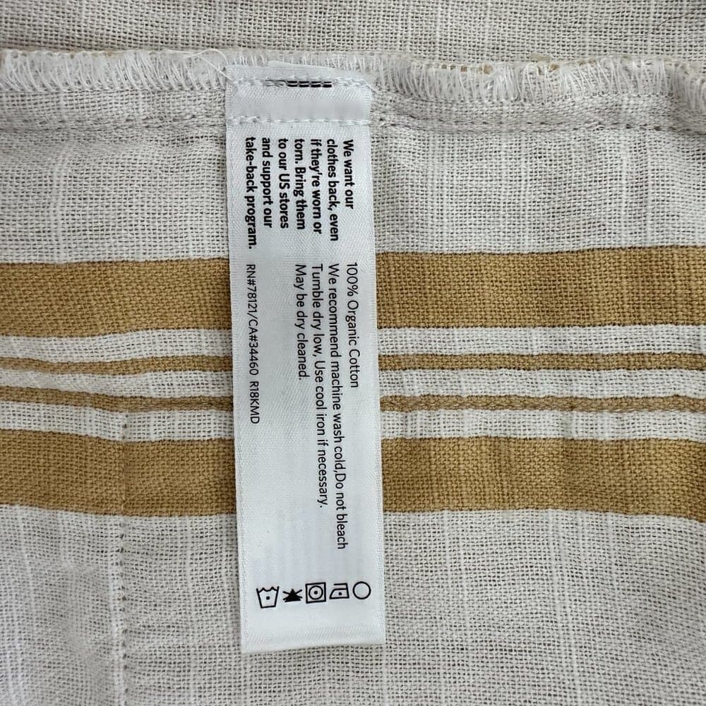 Eileen Fisher Oversize Striped Cotton Kimono Jacket Tan & White Size XXS/XS - Thumbnail 9