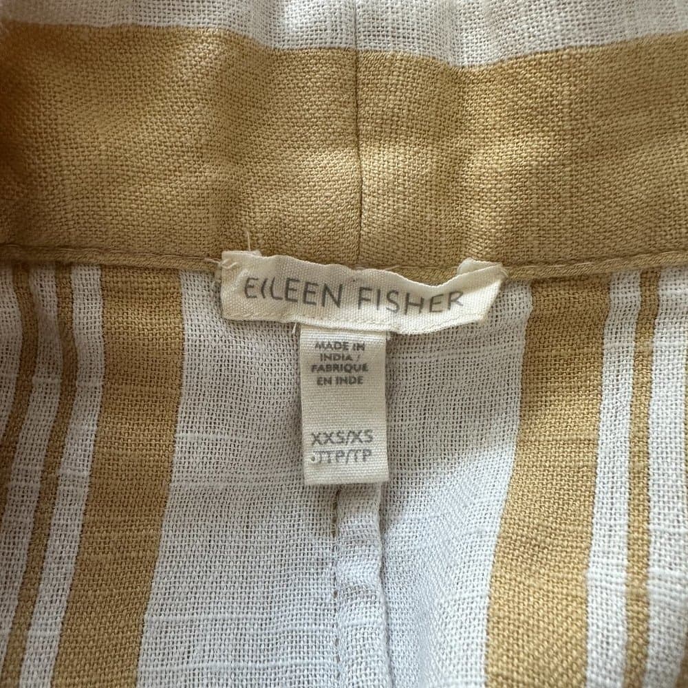 Eileen Fisher Oversize Striped Cotton Kimono Jacket Tan & White Size XXS/XS - Thumbnail 8