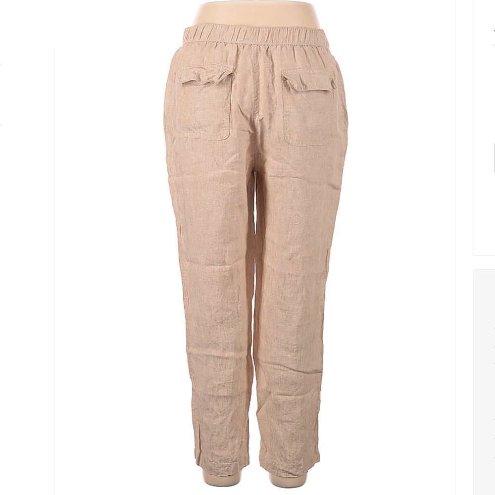 NICOLE Miller New York Tan Linen Pants Size XL - Thumbnail 2