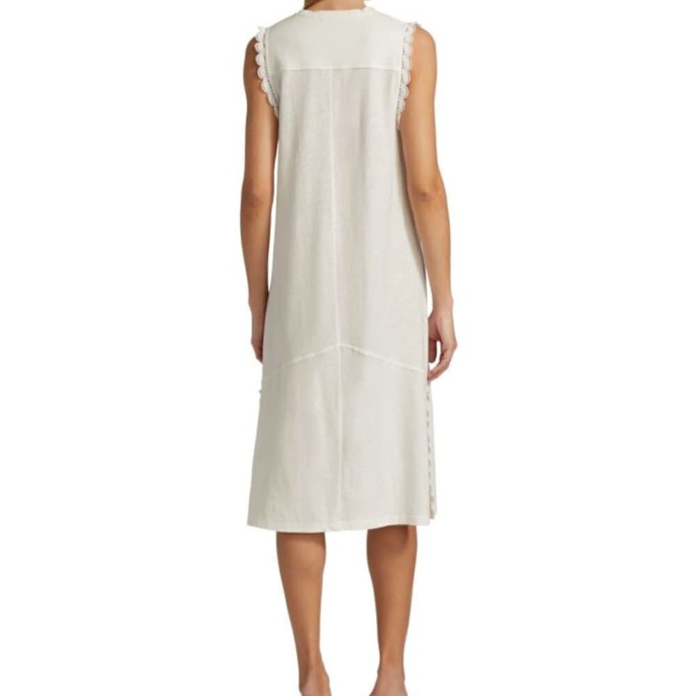 DEREK Lam 10 Crosby Size L White Lowell Sleeveless Summer Midi Dress Coastal - Thumbnail 4