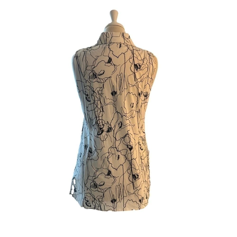 JASON Wu White & Black Button Down Sleeveless Top Size 6 - Thumbnail 3