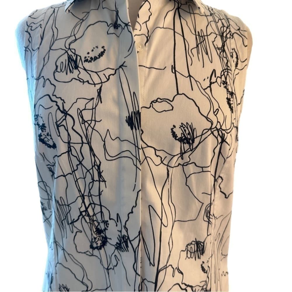 JASON Wu White & Black Button Down Sleeveless Top Size 6 - Thumbnail 2