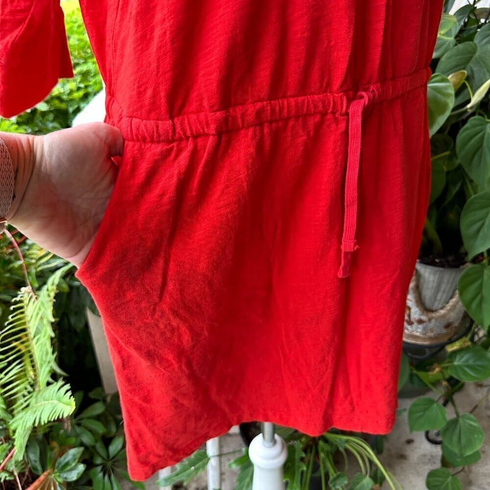 GAP T-Shirt Dress Women's Dress Solid Red 100% Cotton Long Size L - Thumbnail 4