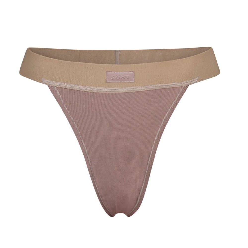SKIMS COTTON RIB THONG Umber NEW Size XL - Thumbnail 2