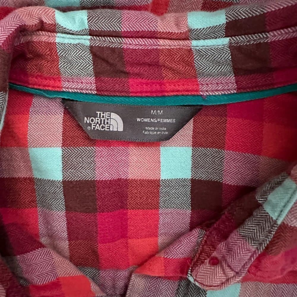 The North Face Ladies Red Plaid Flannel Shirt Size M - Thumbnail 5