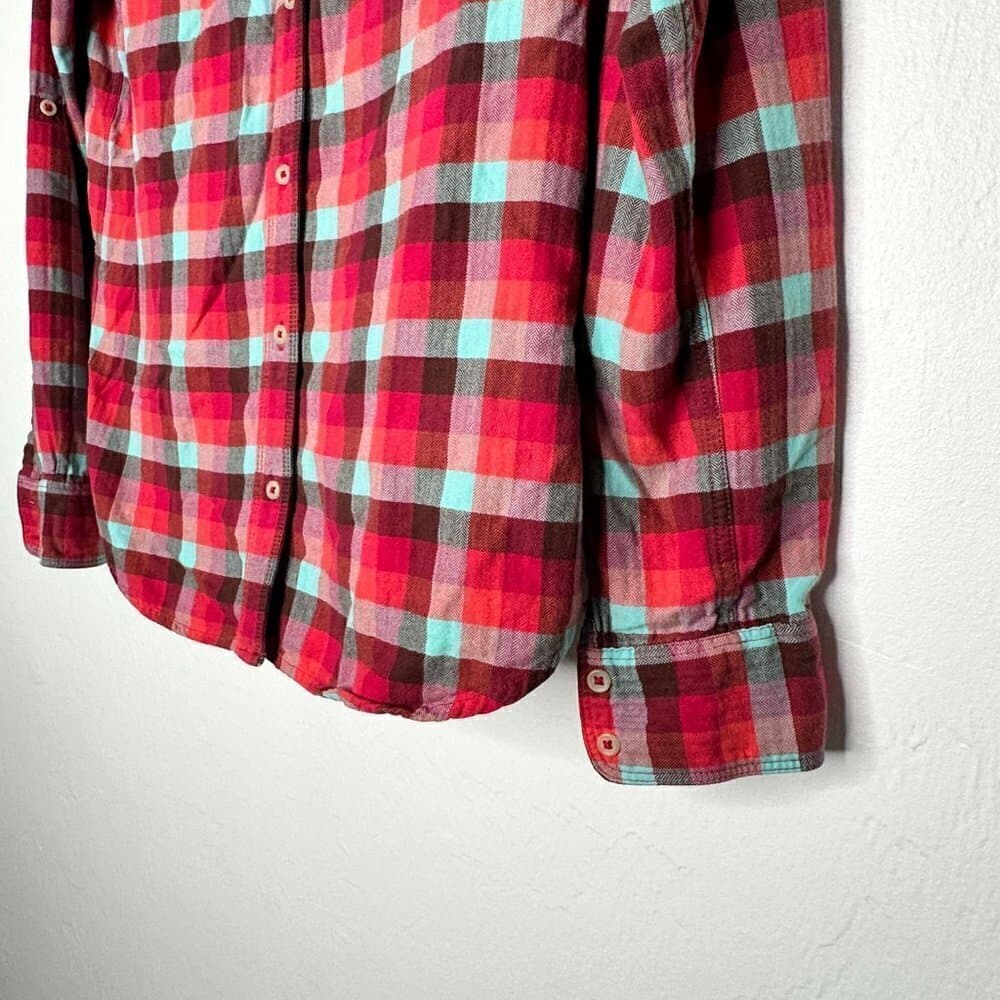 The North Face Ladies Red Plaid Flannel Shirt Size M - Thumbnail 2