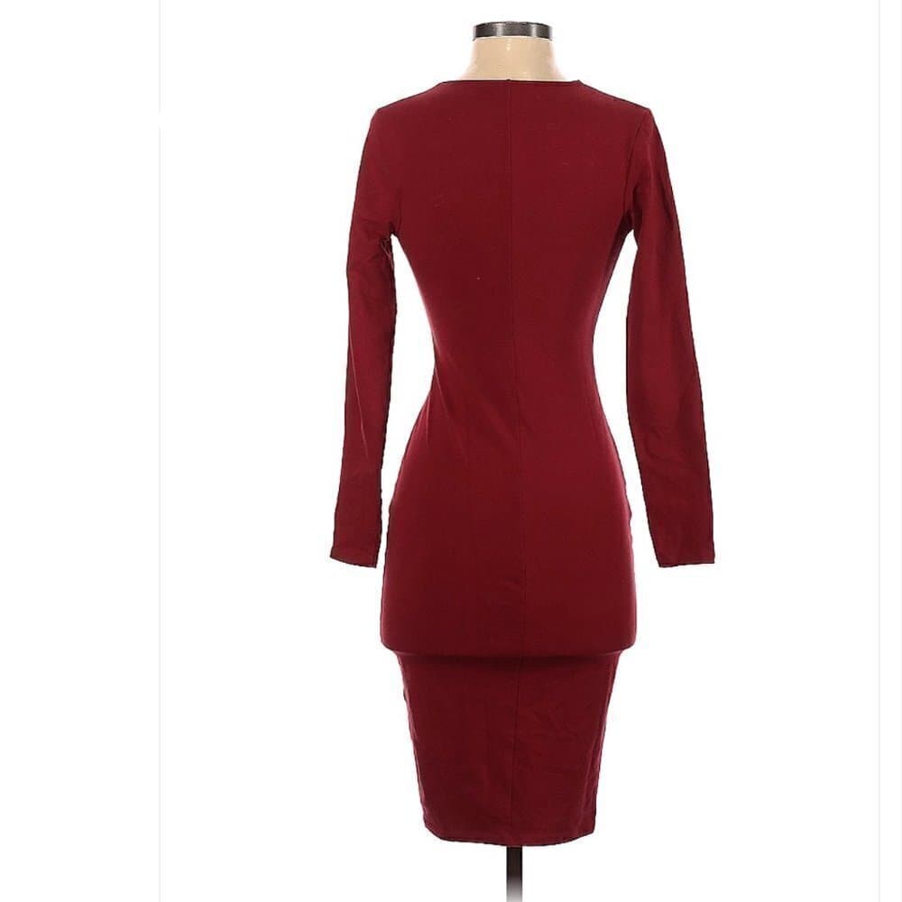 EXPRESS Long Sleeve Sexy Bodycon Midi Red Dress Size XS - Thumbnail 2