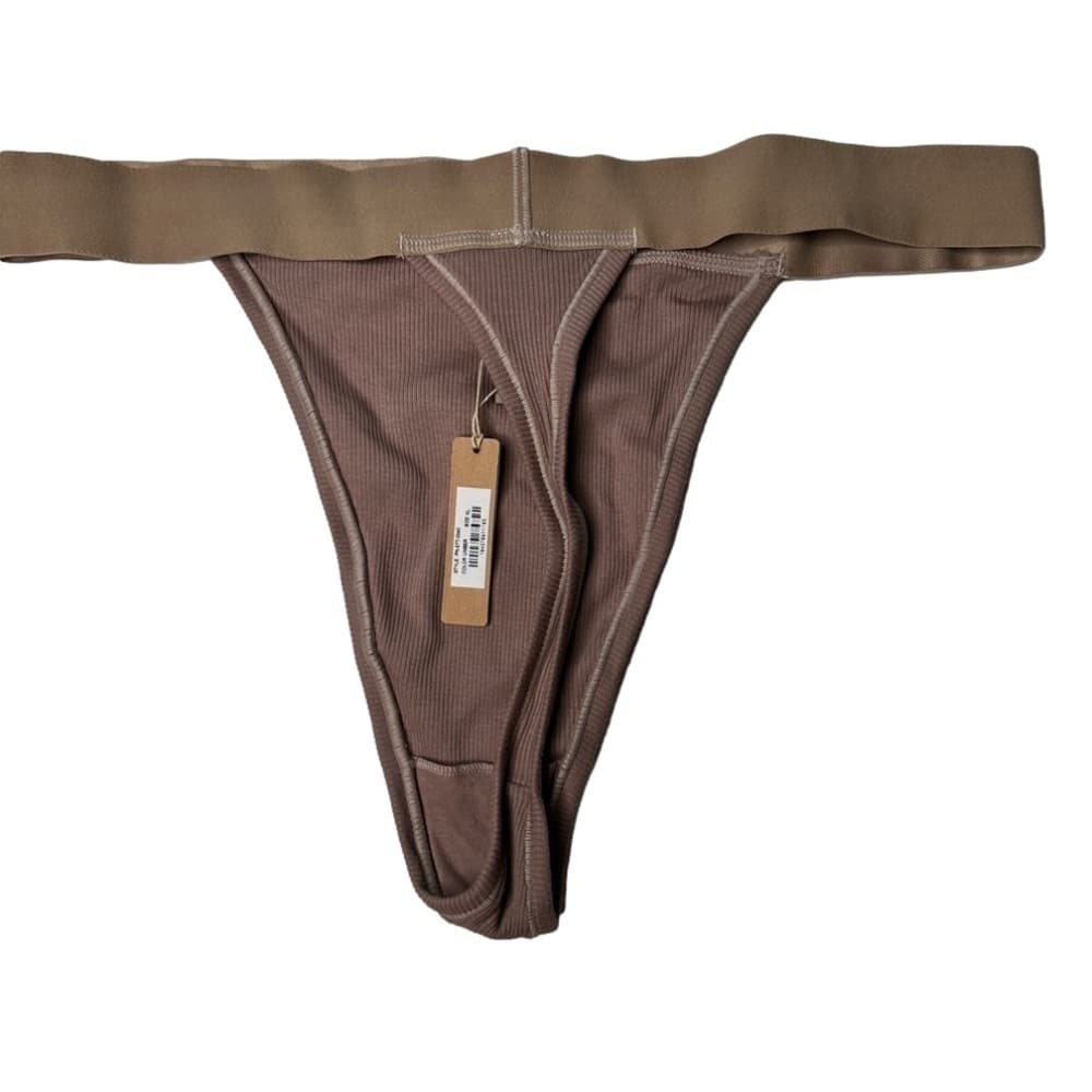SKIMS COTTON RIB THONG Umber NEW Size XL - Thumbnail 4