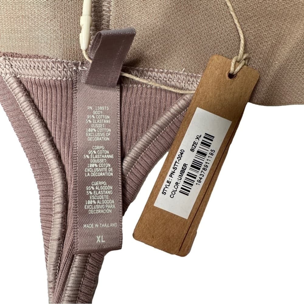 SKIMS COTTON RIB THONG Umber NEW Size XL - Thumbnail 5