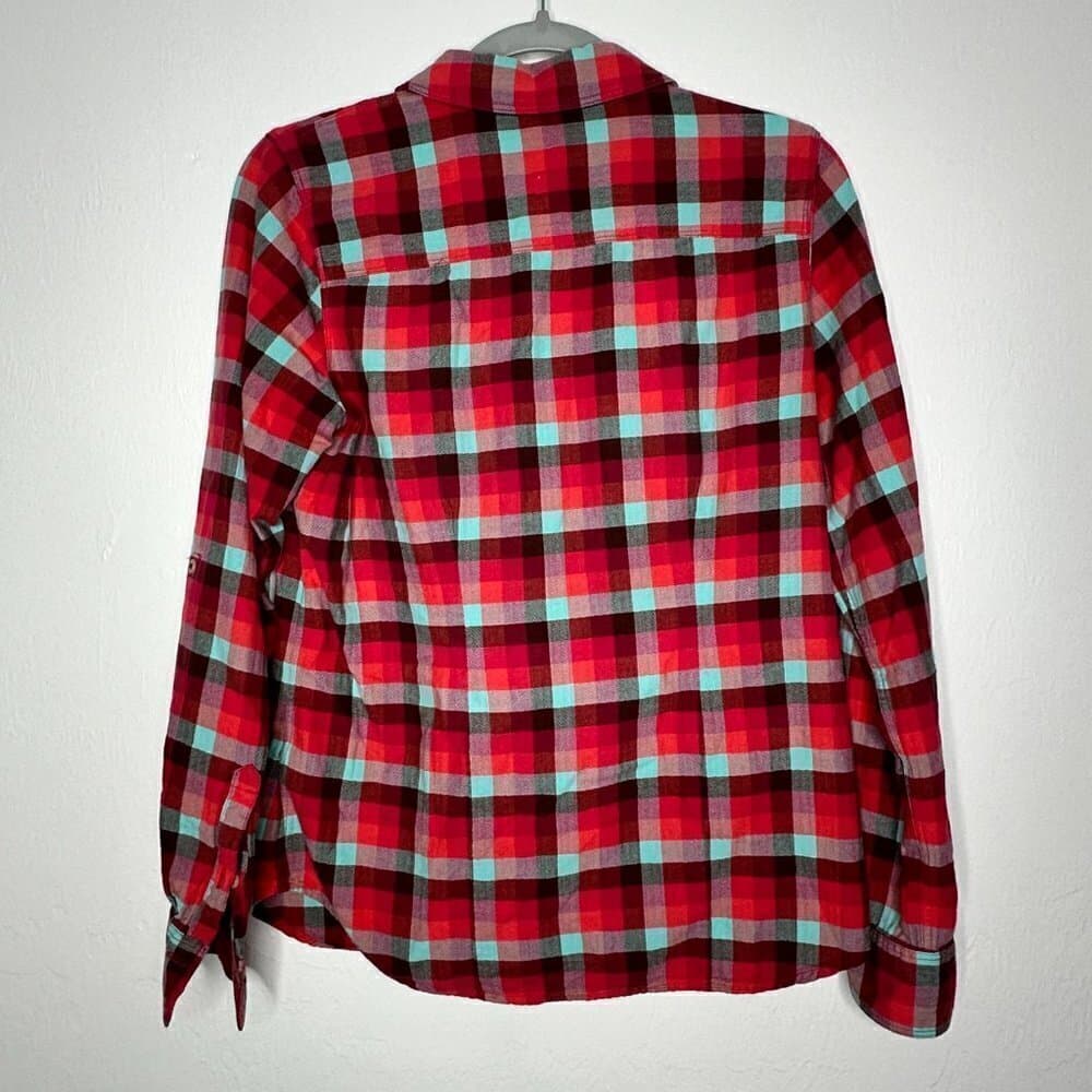 The North Face Ladies Red Plaid Flannel Shirt Size M - Thumbnail 4