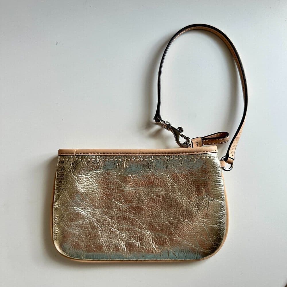Silver leather mini bag Coach, fancy party clutch purse, shoulder small bag - Thumbnail 5