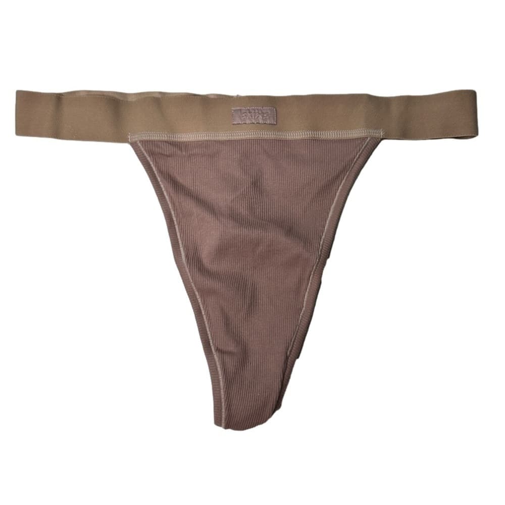 SKIMS COTTON RIB THONG Umber NEW Size XL - Thumbnail 3