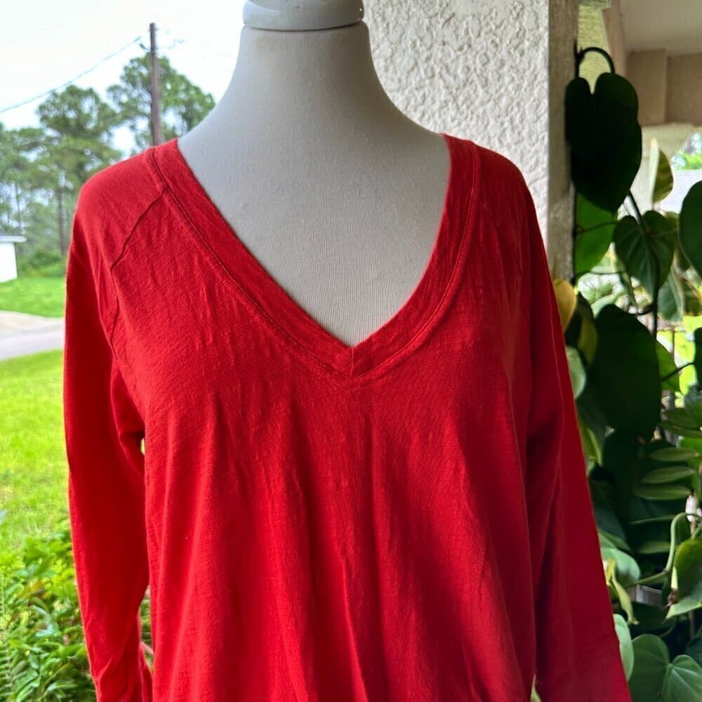 GAP T-Shirt Dress Women's Dress Solid Red 100% Cotton Long Size L - Thumbnail 3