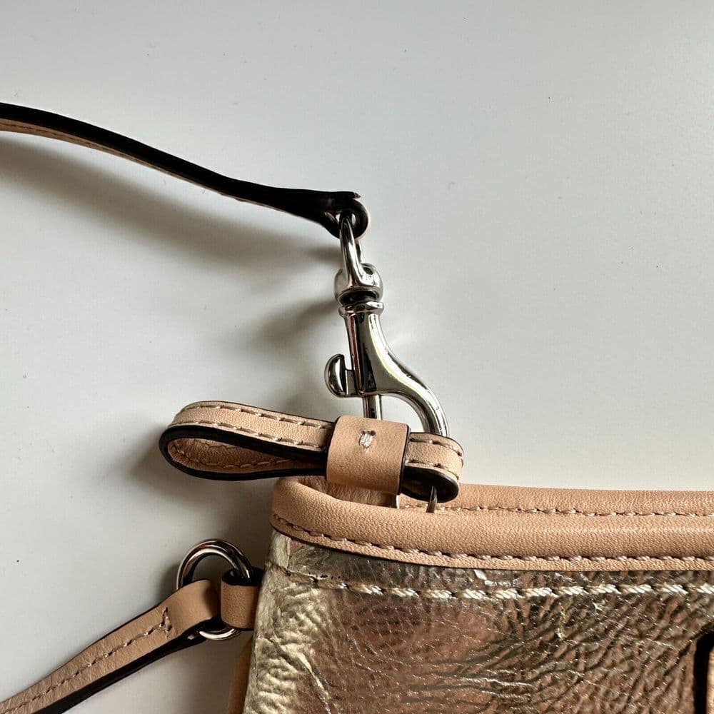 Silver leather mini bag Coach, fancy party clutch purse, shoulder small bag - Thumbnail 3