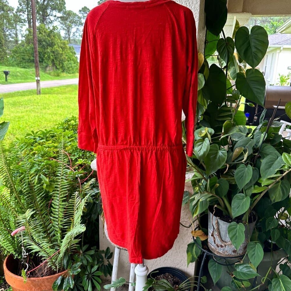 GAP T-Shirt Dress Women's Dress Solid Red 100% Cotton Long Size L - Thumbnail 5