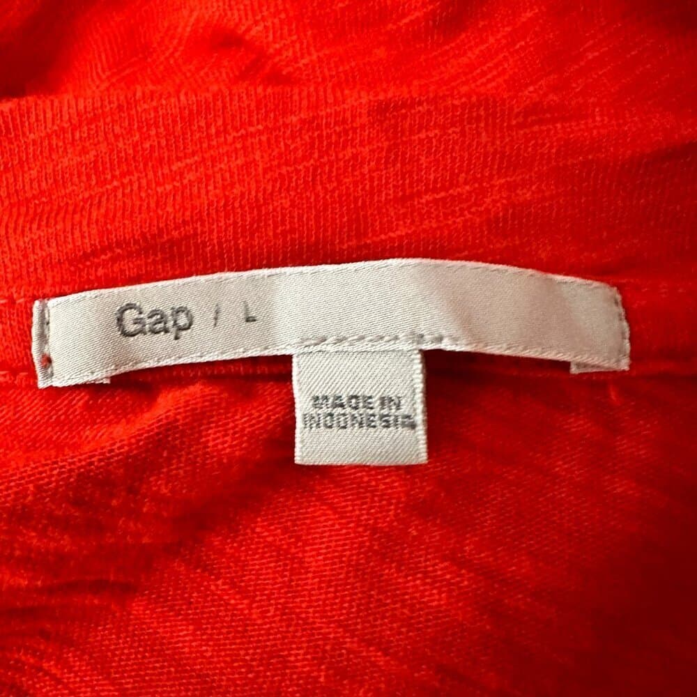 GAP T-Shirt Dress Women's Dress Solid Red 100% Cotton Long Size L - Thumbnail 7