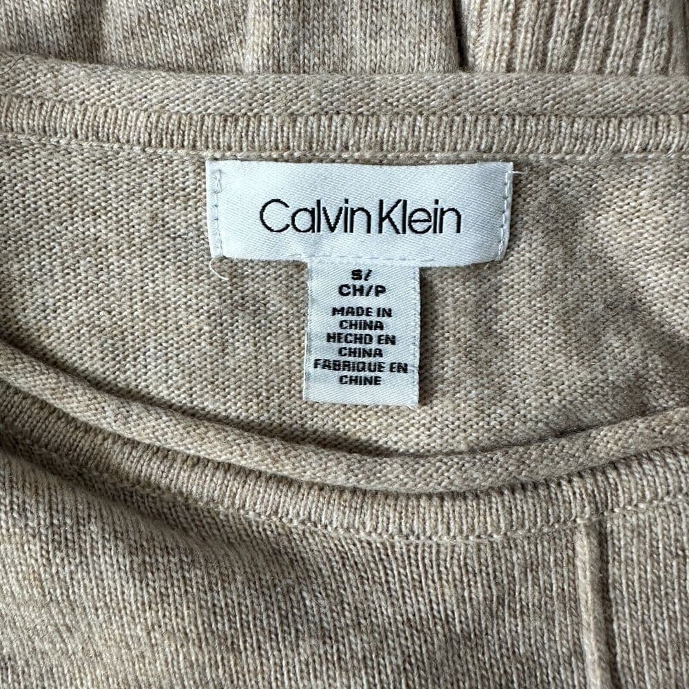Calvin Klein beige long sleeves faux layered sweater size Small - Thumbnail 5