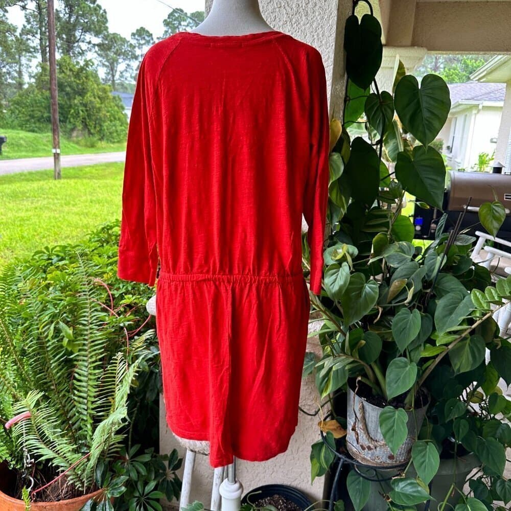 GAP T-Shirt Dress Women's Dress Solid Red 100% Cotton Long Size L - Thumbnail 6