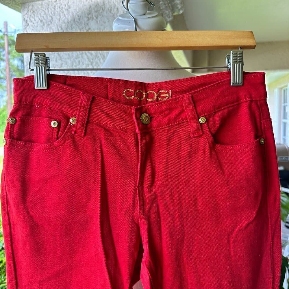 Coogi Red Capri Jeans Jeweled Backside Size 5/6 - Thumbnail 2