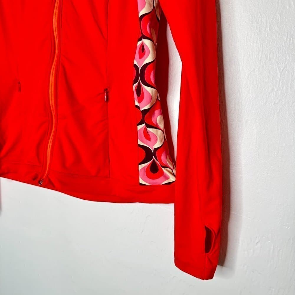 Boden Athletic Jacket Red With Geometric Print on the Side Size 8 - Thumbnail 4
